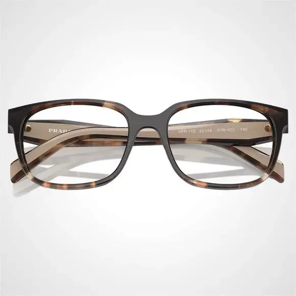 New PRADA Eyeglasses Square Brown Caramel Havana 52-18-140mm